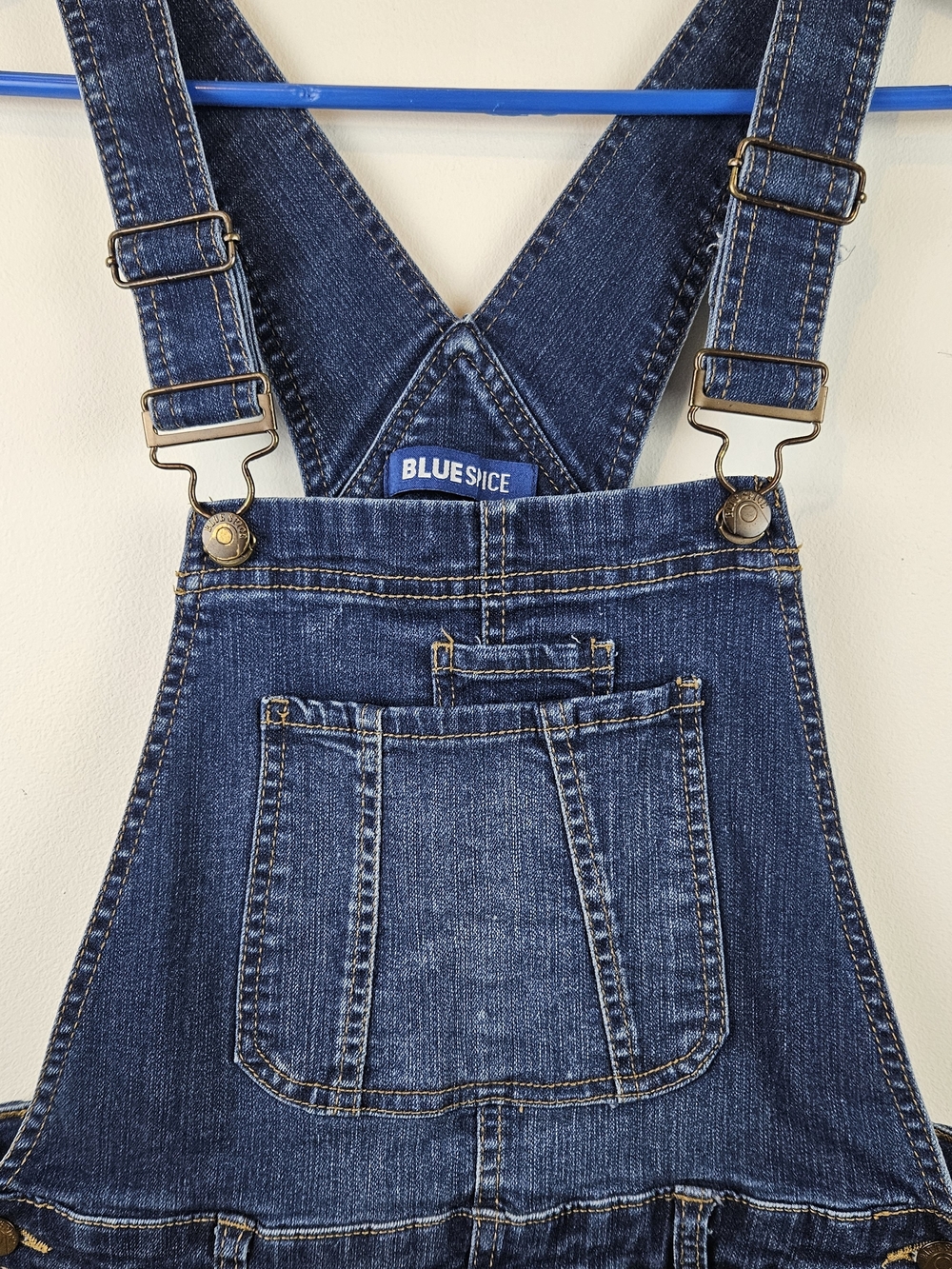Blue Spice Dark Wash Denim Short Overalls Blue Size 7 - Picture 3 of 14